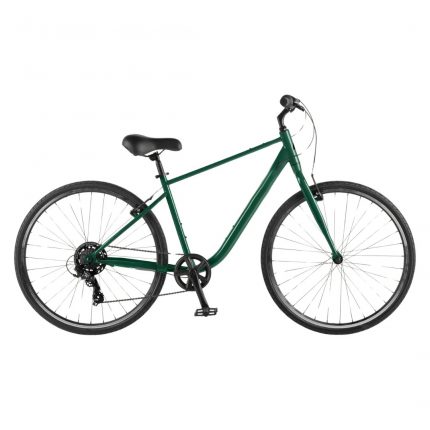 Step-Through 7-Speed Hybrid Commuter Bike with Steel Frame, Rigid Fork, V-Brakes, 700c Wheels, Green Finish